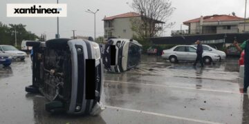 Ο ανεμοστρόβιλος στην Ξάνθη αναποδογύρισε ολόκληρα αυτοκίνητα (φωτ.: xanthinea.gr)