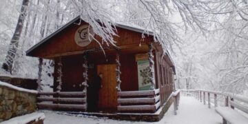 Λευκό και χιονισμένο το τοπίο στο καταφύγιο του «Αρκτούρου» (φωτ,: Αρκτούρος/G. Mostakis)