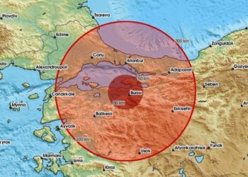 Ο χάρτης δείχνει τις περιοχές που επηρεάστηκαν από τη δόνηση των 5,1 βαθμών (πηγή: Daily Sabah)