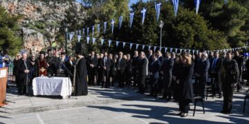 Εικόνα από τον εορτασμό της 202ης επετείου της Α' Εθνοσυνέλευσης των Ελλήνων στη Νέα Επίδαυρο, παρουσία της Προέδρου της Ελληνικής Δημοκρατίας  Κατερίνας Σακελλαροπούλου (φωτ.: Βασίλης Παπαδόπουλος/EUROKINISSI)