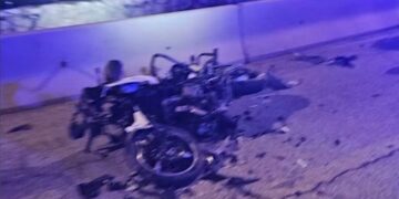 Η μηχανή της ομάδας ΔΙΑΣ μετά τη θανατηφόρα καταδίωξη που στοίχισε τη ζωή στον 29χρονο αστυνομικό (φωτ.: glomex)