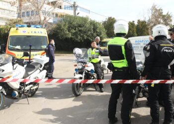 Πυροβολισμοί σε ναυτιλιακή εταιρεία στην γλυφάδα, Δευτέρα 12 Φεβρουαρίου 2024. (Φωτ.: Eurokinissi/Γιάννης Παναγόπουλος)