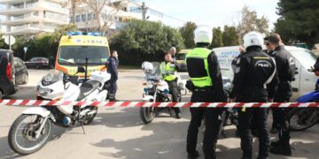 Πυροβολισμοί σε ναυτιλιακή εταιρεία στην γλυφάδα, Δευτέρα 12 Φεβρουαρίου 2024. (Φωτ.: Eurokinissi/Γιάννης Παναγόπουλος)
