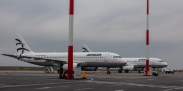 Αεροσκάφη της AEGEAN στο αεροδρόμιο «Μακεδονία» (φωτ.: ΜΟΤΙΟΝΤΕΑΜ/Βασίλης Βερβερίδης)