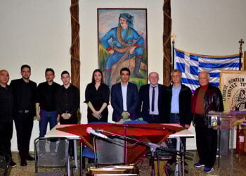 Στιγμιότυπο μετά το τέλος της εκδήλωσης στο εντευκτήριο των «Ακριτών του Πόντου» (φωτ.: Facebook / Nikos Alvanoudis)