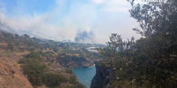 Χθεσινή εικόνα από το μέτωπο της φωτιάς στο Λασίθι (φωτ.: radiolasithi.gr)