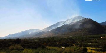 Στην περιοχή εντοπίζονται διάσπαρτες εστίες καπνού (φωτ.: radiolasithi.gr)