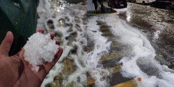 Ιδιαίτερα ισχυρή ήταν η χαλαζόπτωση που έπληξε χθες τη Χαλκιδική (φωτ.: halkidikinews.gr)