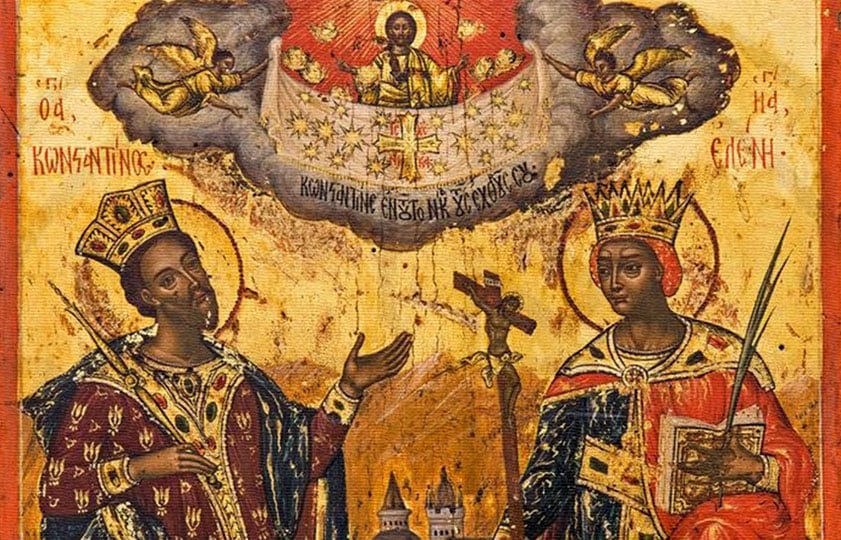 Εικόνα με τους αγίους Κωνσταντίνο και Ελένη, του 1762. Δωρεά Αιμιλίας Γερουλάνου από τη συλλογή της Ελένης Κορυζή στο Μουσείο Μπενάκη (πηγή: benaki.org)