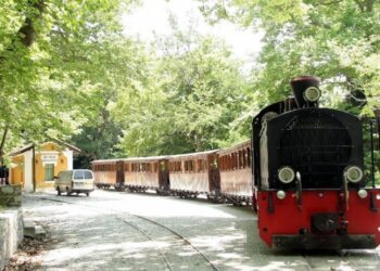 Ο «Μουτζούρης» στο σταθμό των Μηλεών (φωτ.: Δήμος Νοτίου Πηλίου)