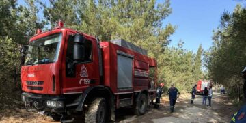 Δυνάμεις της Πυροσβεστικής στο σημείο της φωτιάς στο Σέιχ Σου (Φωτ.: Δήμος Νεάπολης-Συκεών)