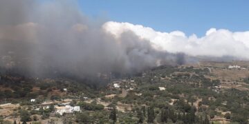 Η φωτιά που καίει στην Άνδρο (φωτ.: Facebook / Χρυσοβαλάντης Δημήτριος Αχλάδης)