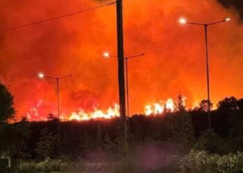 Φωτογραφία από τη φωτιά στην Κερατέα (πηγή: Facebook / Πολιτική Προστασία Σαρωνικού)