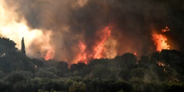 Χαρακτηριστικό στιγμιότυπο από φωτιά στην Ηλεία (φωτ.: EUROKINISSI/iIleiaLive.gr/Γιάννης Σπυρούνης)