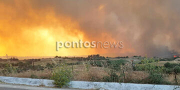 Η φωτιά κοντά στο Σιμόπουλο Ηλείας (φωτ.: Έλλη Νικολακοπούλου)