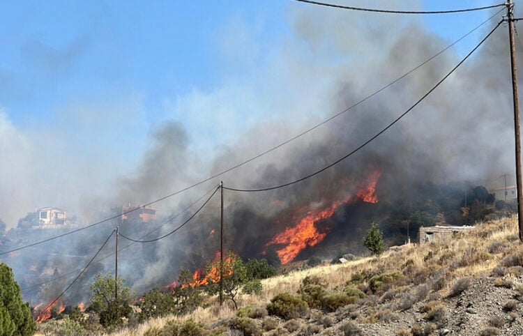Κοντά σε σπίτια έκαιγε η φωτιά στο Κρανίδι Αργολίδας (φωτ.: ΑΠΕ-ΜΠΕ / Ευάγγελος Μπουγιώτης)