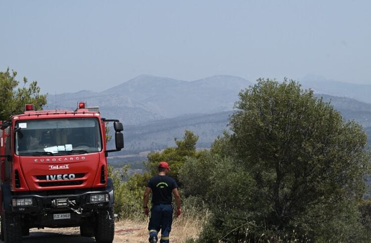 Πυροσβεστικό όχημα στα Δερβενοχώρια του νομού Βοιωτίας (φωτ. αρχείου: EUROKINISSI / Τατιάνα Μπόλαρη)