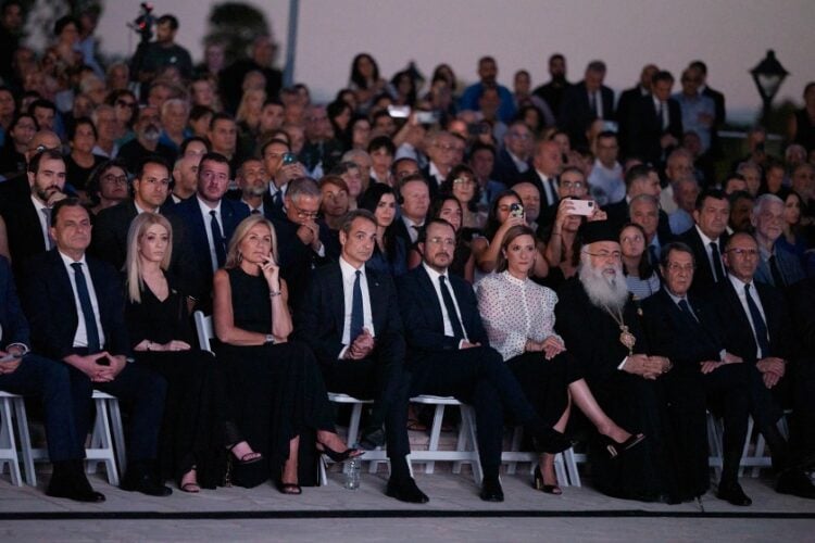 Εικόνα από το Προεδρικό Μέγαρο της Κύπρου, όπου πραγματοποιήθηκε η εκδήλωση για τα 50 χρόνια από την τουρκική εισβολή (φωτ.: 
Δημήτρης Παπαμήτσος/ Γρ. Τύπου Πρωθυπουργού/EUROKINISSI)