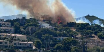 Φωτιά στην Κάτω Ποσειδωνία Λαυρίου (πηγή φωτ.: facebook.com/groups/pyrkagianews)