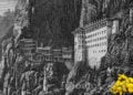Η Παναγία Σουμελά σε χαρακτικό του 1880 (πηγή: commons.wikimedia.org. Εικ.: Χριστίνα Κωνσταντάκη)