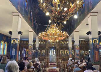 Το εσωτερικό του ναού της Μεταμόρφωσης του Σωτήρος στην Περαία (φωτ.: Facebook / Ιερός Ναός Μεταμορφώσεως του Σωτήρος Περαίας)