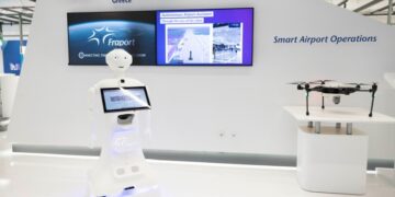 Δείγμα του ρομπότ το οποίο θα υποδέχεται τους επιβάτες στο αεροδρόμιο «Μακεδονία» από τον Οκτώβρη (φωτ.: ΑΠΕ-ΜΠΕ/Αχιλλέας Χήρας)