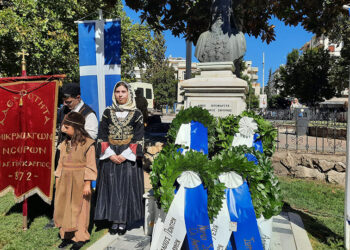 Η προτομή του Άγιου Χρυσόστομου Σμύρνης στις Σέρρρες (φωτ.: Δήμος Σερρών)