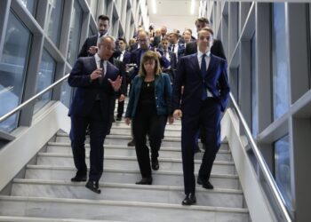 Εικόνα από την τελετή έναρξης λειτουργίας του Μετρό της Θεσσαλονίκης παρουσία της Προέδρου της Δημοκρατίας Κατερίνας Σακελλαροπούλου και του πρωθυπουργού Κυριάκου Μηστοτάκη (φωτ.: Γιώργος Κονταρίνης / EUROKINISSI)