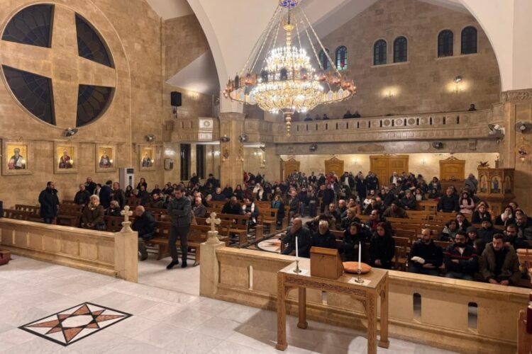 Φωτογραφία από τη Θεία Λειτουργία της 1ης Δεκεμβρίου 2024 στην ορθόδοξη εκκλησία στο Χαλέπι (φωτ.: X / GrecoLevantines)