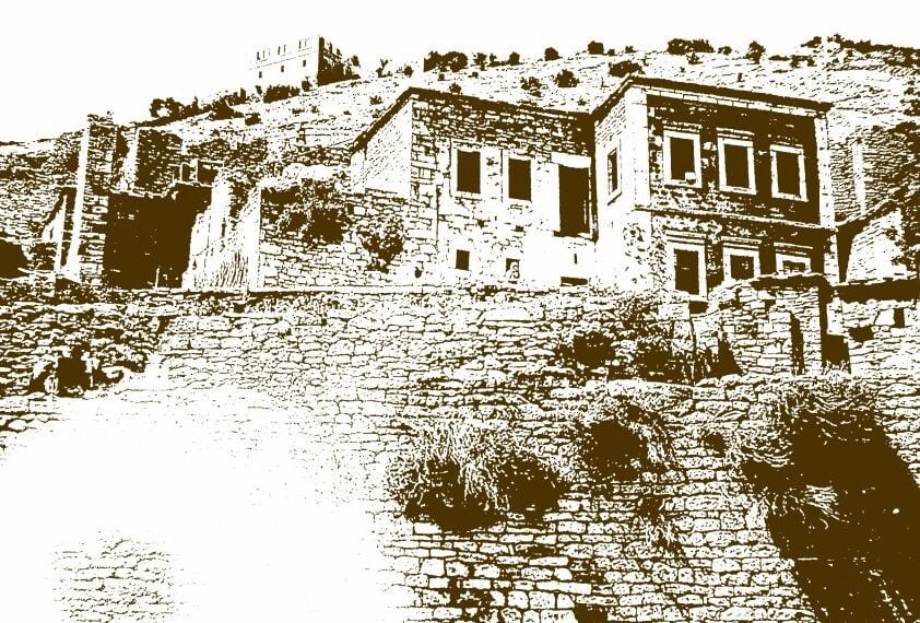 Σκίτσο που απεικονίζει τα όμορφα σπίτια της Ίμερας (εικ.: «Τραπεζούς, στα Ίχνη των Μεγάλων Κομνηνών τομ. Β΄, Μίλητος»)