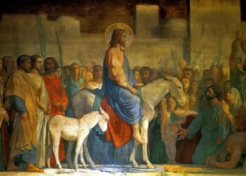 Η είσοδος του Ιησού στα Ιεροσόλυμα, σε πίνακα του Jean-Hippolyte Flandrin (περ. 1842)