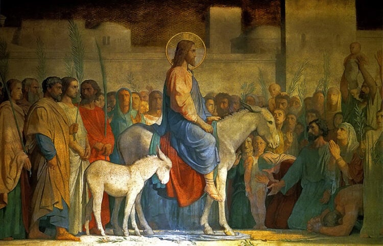 Η είσοδος του Ιησού στα Ιεροσόλυμα, σε πίνακα του Jean-Hippolyte Flandrin (περ. 1842)