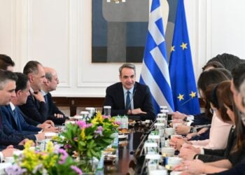 Στιγμιότυπο από τη συνεδρίαση του υπουργικού συμβουλίου υπό τον Κυριάκο Μητσοτάκη 
(φωτ.: Τατιάνα  Μπόλαρη/EUROKINISSI)