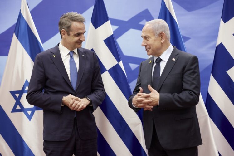 Συνάντηση του πρωθυπουργού Κυριάκου Μητσοτάκη με τον πρωθυπουργό του Ισραήλ, Benjamin Netanyahu, στην Ιερουσαλήμ, Κυριακή 30 Μαρτίου 2025 (φωτ.: Γραφείο Τύπου πρωθυπουργού/Δημήτρης Παπαμήτσος)