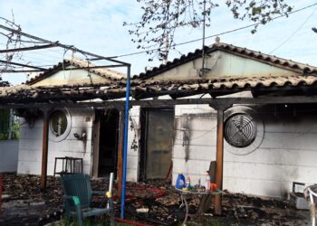 Εικόνα από το σπίτι που κάηκε στην περιοχή Τρίστρατο Άργους (φωτ.: Βασίλης Παπαδόπουλος / Eurokinissi)