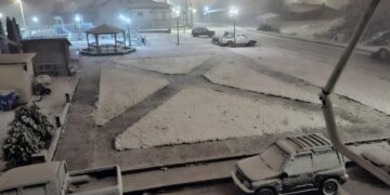 Στα λευκά το Κάτω Νευροκόπι Δράμας (φωτ.: Π. Αθανάσιος Μπλούκος/facebook.com/ Forecastweather.Greece)