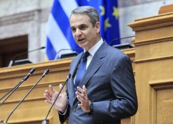 Ο Κυριάκος Μητσοτάκης μιλά στη συνεδρίαση της Κοινοβουλευτικής Ομάδας της Νέας Δημοκρατίας, Παρασκευή 4 Απριλίου 2025. ( Φωτ.: Eurokinissi/Γιώργος Κονταρίνης)