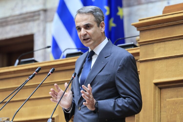 Ο Κυριάκος Μητσοτάκης μιλά στη συνεδρίαση της Κοινοβουλευτικής Ομάδας της Νέας Δημοκρατίας, Παρασκευή 4 Απριλίου 2025. ( Φωτ.: Eurokinissi/Γιώργος Κονταρίνης)