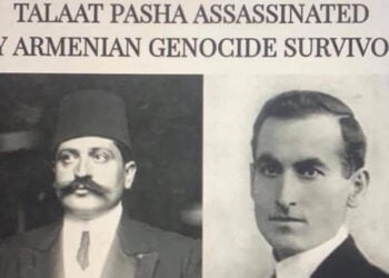 «Ο Ταλαάτ πασά δολοφονήθηκε από επιζώντα της Γενοκτονίας των Αρμενίων» γράφει το πρωτοσέλιδο των New York Times. Δεξιά ο Σογομόν Τεχλιριάν (πηγή: en.armradio.am)