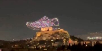 Drone show πάνω από την Ακρόπολη (φωτ.:  x.com)