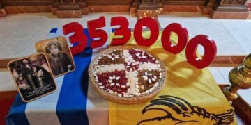Μνημόσυνο στον Άγιο Νικόλαο Έγκωμης Λευκωσίας για τα θύματα της Γενοκτονίας του Πόντου (Φωτ.: facebook.com/Κέντρο Νεότητας Ελλήνων Ποντίων Κύπρου «Παναγία Σουμελά»)