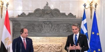 Κοινές δηλώσεις Μητσοτάκη-Αλ Σίσι στο Μέγαρο Μαξίμου μετά την ολοκλήρωση της συνεδρίασης του Ανώτατου Συμβουλίου Συνεργασίας Ελλάδας-Αιγύπτου (φωτ.: Eurokinissi/Τατιάνα Μπόλαρη)
