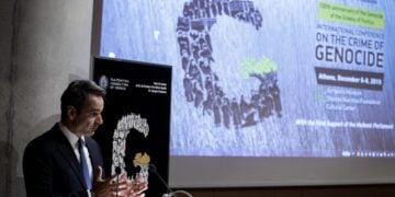 Φωτ. αρχείου από ομιλία του πρωθυπουργού Κ. Μητσοτάκη σε διεθνές συνέδριο για τη Γενοκτονία των Ποντίων (Πηγή: Eurokinissi/Γιώργος Κονταρίνης)