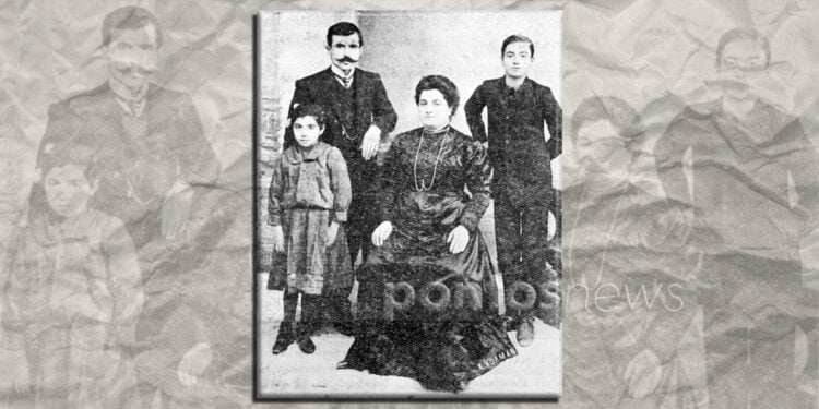 Η οικογένεια του Γρηγορίου Καζανδζόγλου, η οποία κατακρεουργήθηκε στην Αμισό το 1921 (πηγή: Α. Γαβριηλίδη «Η μαύρη εθνική συμφορά του Πόντου»· εικ.: Χριστίνα Κωνσταντάκη)