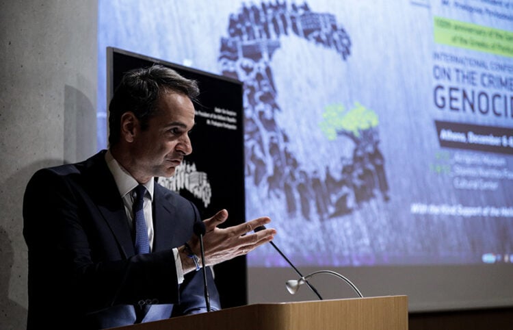 O Κυριάκος Μητσοτάκης στο Διεθνές Συνέδριο για τη Γενοκτονία των Ποντίων, το 2019 (φωτ. αρχείου: EUROKINISSI / Γιώργος Κονταρίνης)