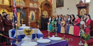 Στιγμιότυπο από την πιμνημόσυνη δέηση στην ιερά μονή «Άξιον Εστίν» (φωτ.: facebook/Pontian Coordinating Committee for the Commemoration of the Greek Genocide)