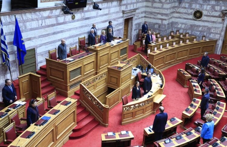 Στιγμιότυπο από την ειδική συνεδρίαση της Ολομέλειας της Βουλής για την Ημέρα Μνήμης της Γενοκτονίας των Ελλήνων του Πόντου (φωτ.: EUROKINISSI/Γιώργος Κονταρίνης)