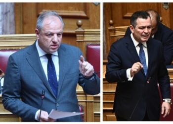 Μοντάζ φωτογραφιών του Διονύση Σταμενίτη και του Χρήστου Μπουκώρου (φωτ.: Γιάννης Παναγόπουλος/ Κώστας Τζούμας/ EUROKINISSI)