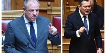 Μοντάζ φωτογραφιών του Διονύση Σταμενίτη και του Χρήστου Μπουκώρου (φωτ.: Γιάννης Παναγόπουλος/ Κώστας Τζούμας/ EUROKINISSI)