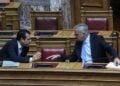 Από αριστερά, ο Θάνος Πλεύρης με τον Μάκη Βορίδη σε παλιότερο στιγμιότυπο στη Βουλή (φωτ.: EUROKINISSI/Παναγιώτης Στόλης)